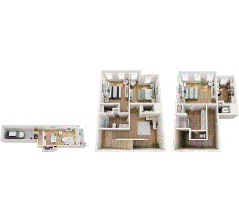 Floor plan for 3 beds, 2.5 baths, 1958 sqft